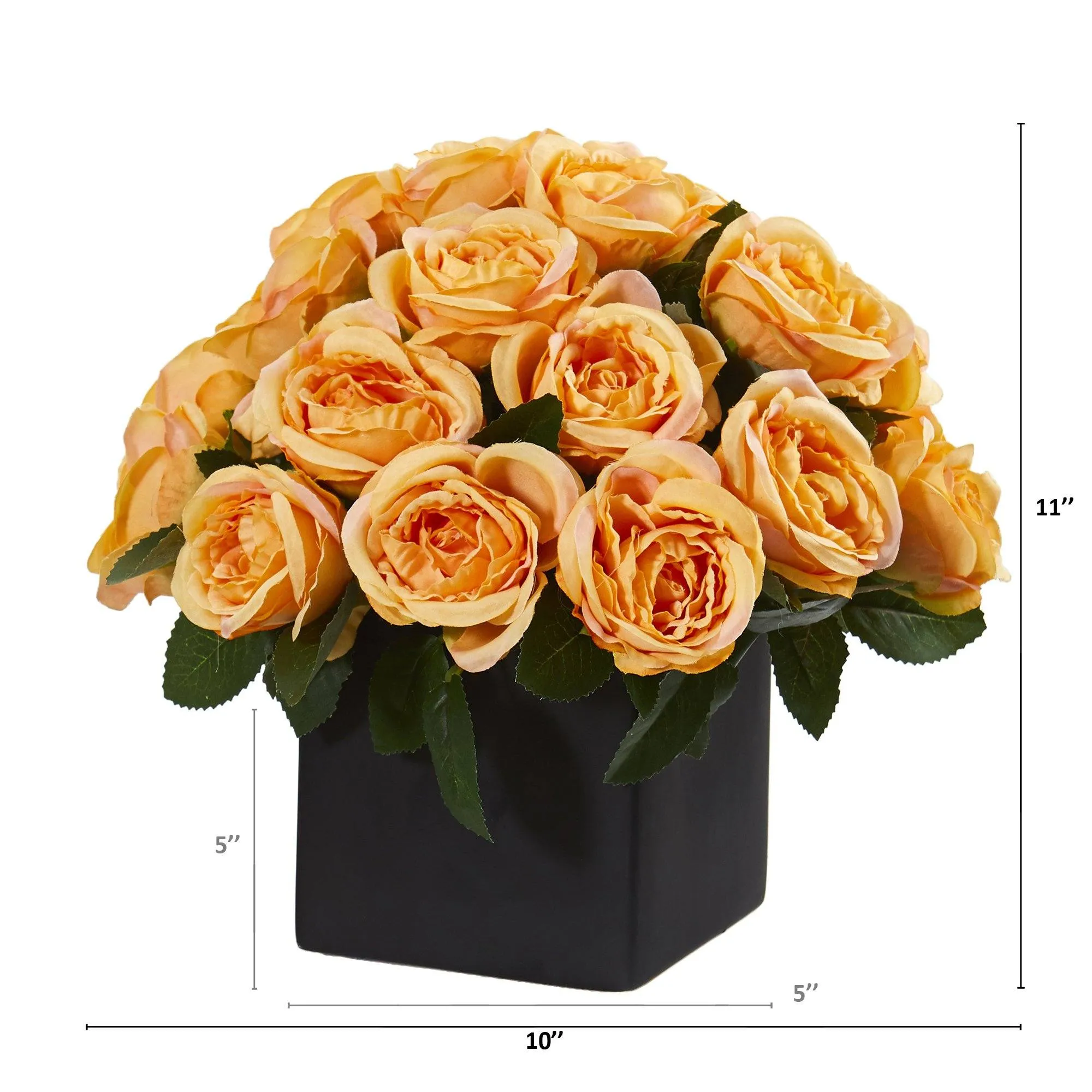 11” Rose Artificial Arrangement in Black Vase