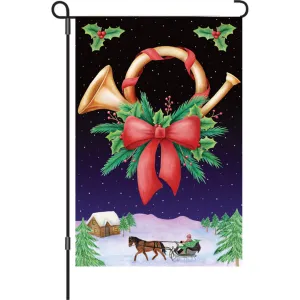 12 in. Christmas Garden Flag - Holiday Horn