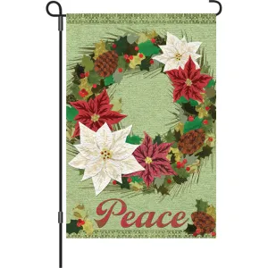 12 in. Christmas Garden Flag - Poinsettia Wreath