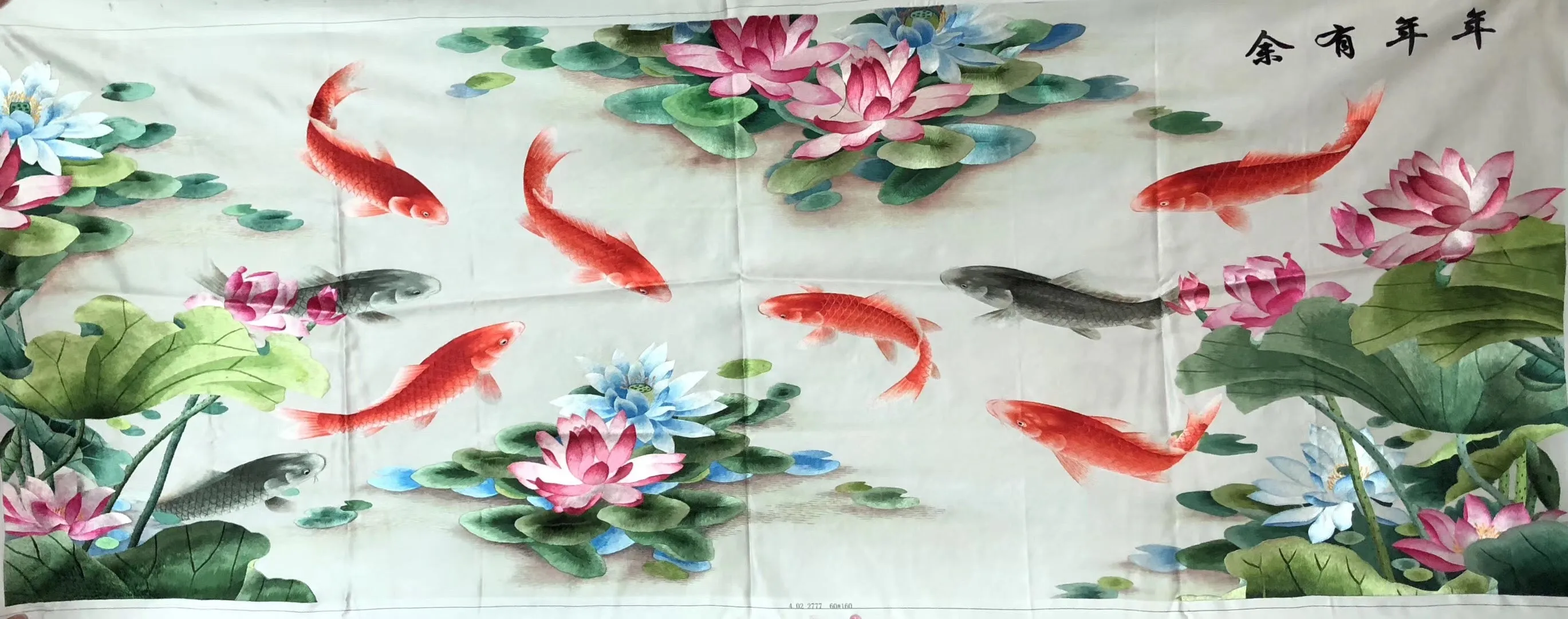 161218 100%Hand Embroidered Silk Suzhou Embroidery Art:peony peacock fishes 160cm