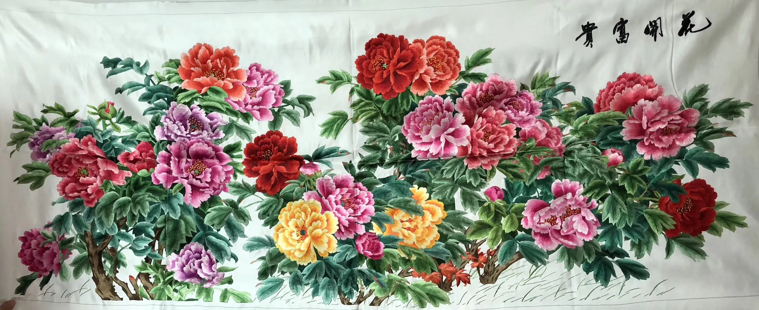 161218 100%Hand Embroidered Silk Suzhou Embroidery Art:peony peacock fishes 160cm