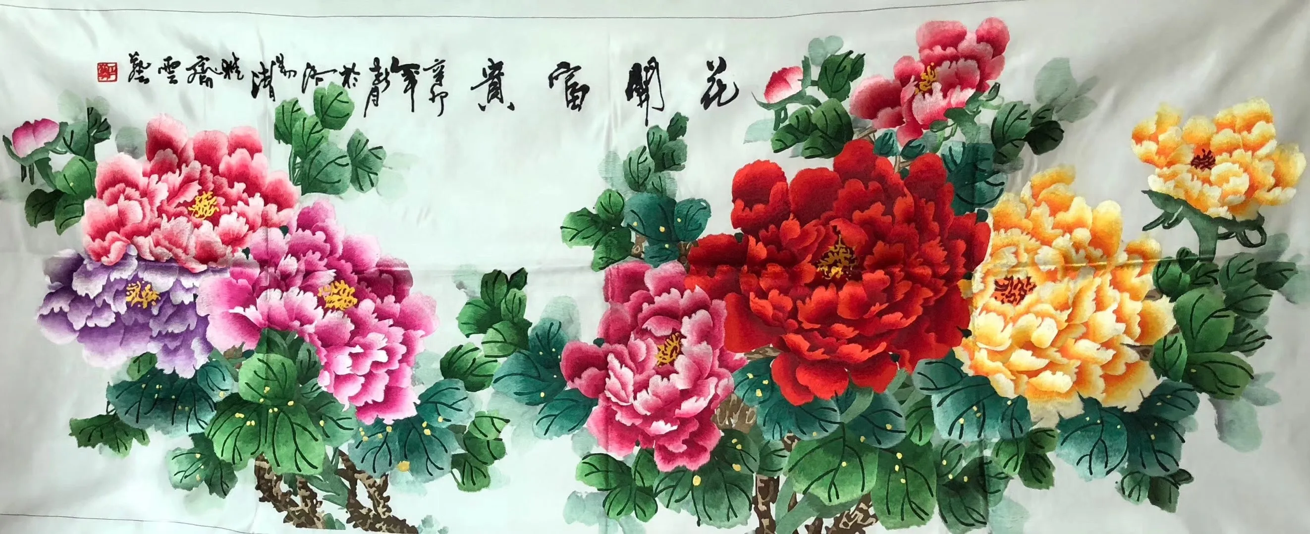 161218 100%Hand Embroidered Silk Suzhou Embroidery Art:peony peacock fishes 160cm