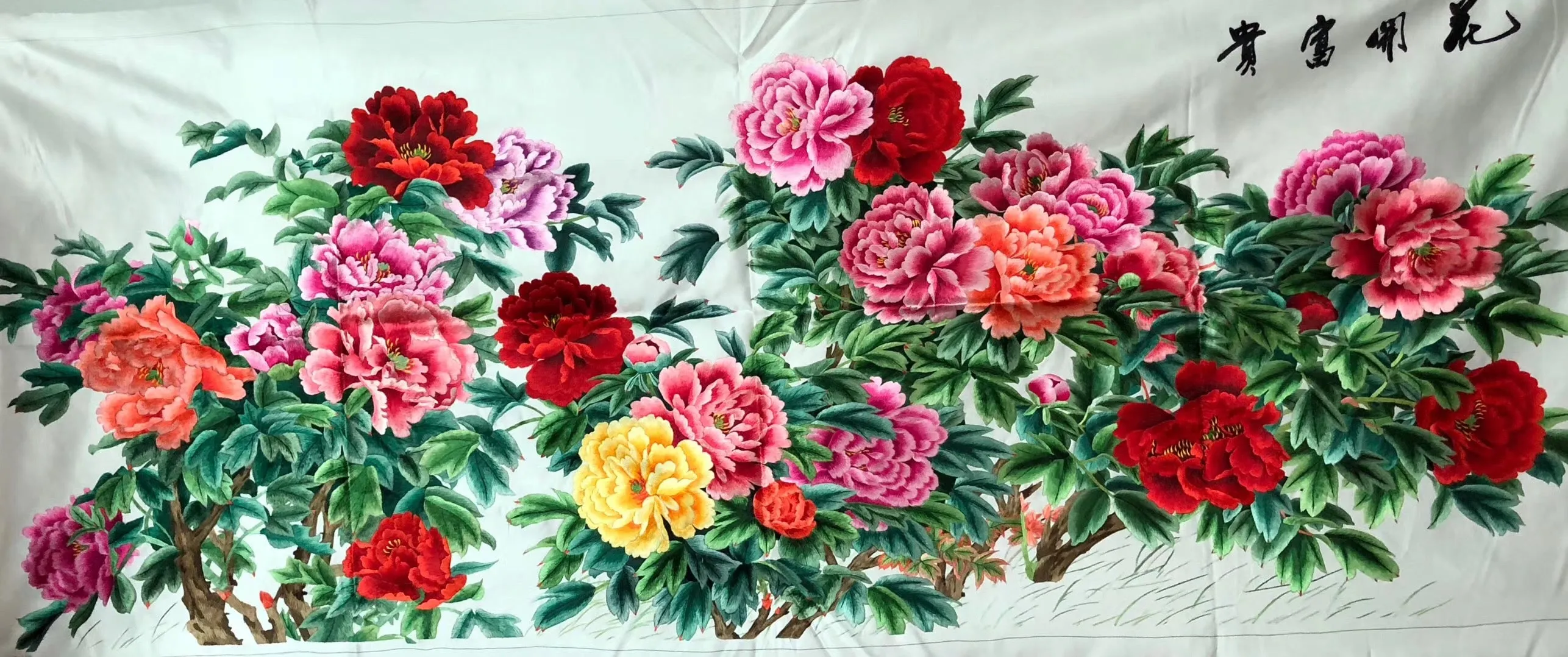 161218 100%Hand Embroidered Silk Suzhou Embroidery Art:peony peacock fishes 160cm