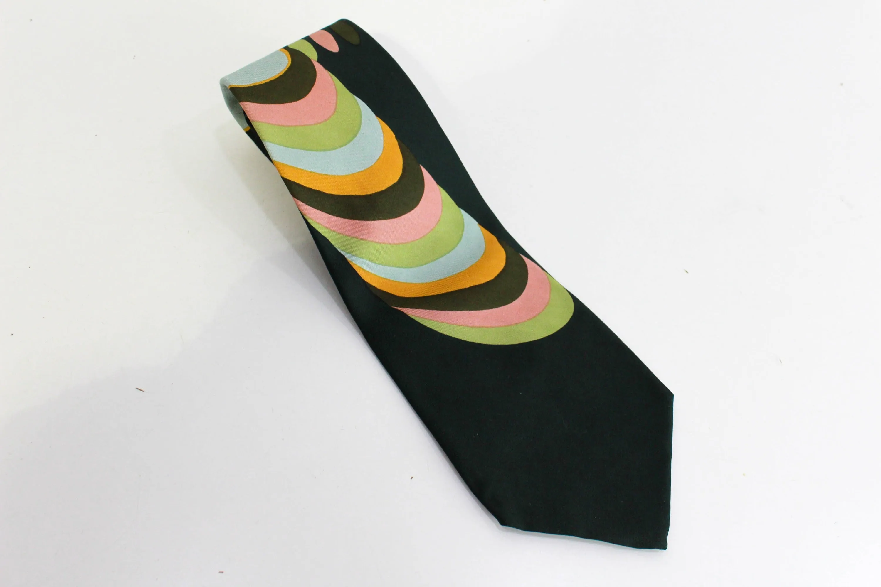 1970s Abstract Print Silk Necktie