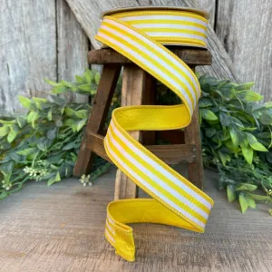 1" Yellow Newport Stripes, Farrisilk ribbon