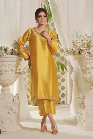 2PC Stitched Embroidered Silk Shirt & Trouser KFSE-2368