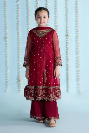 3 Piece Embroidered Organza Suit | MKS-EA24-28