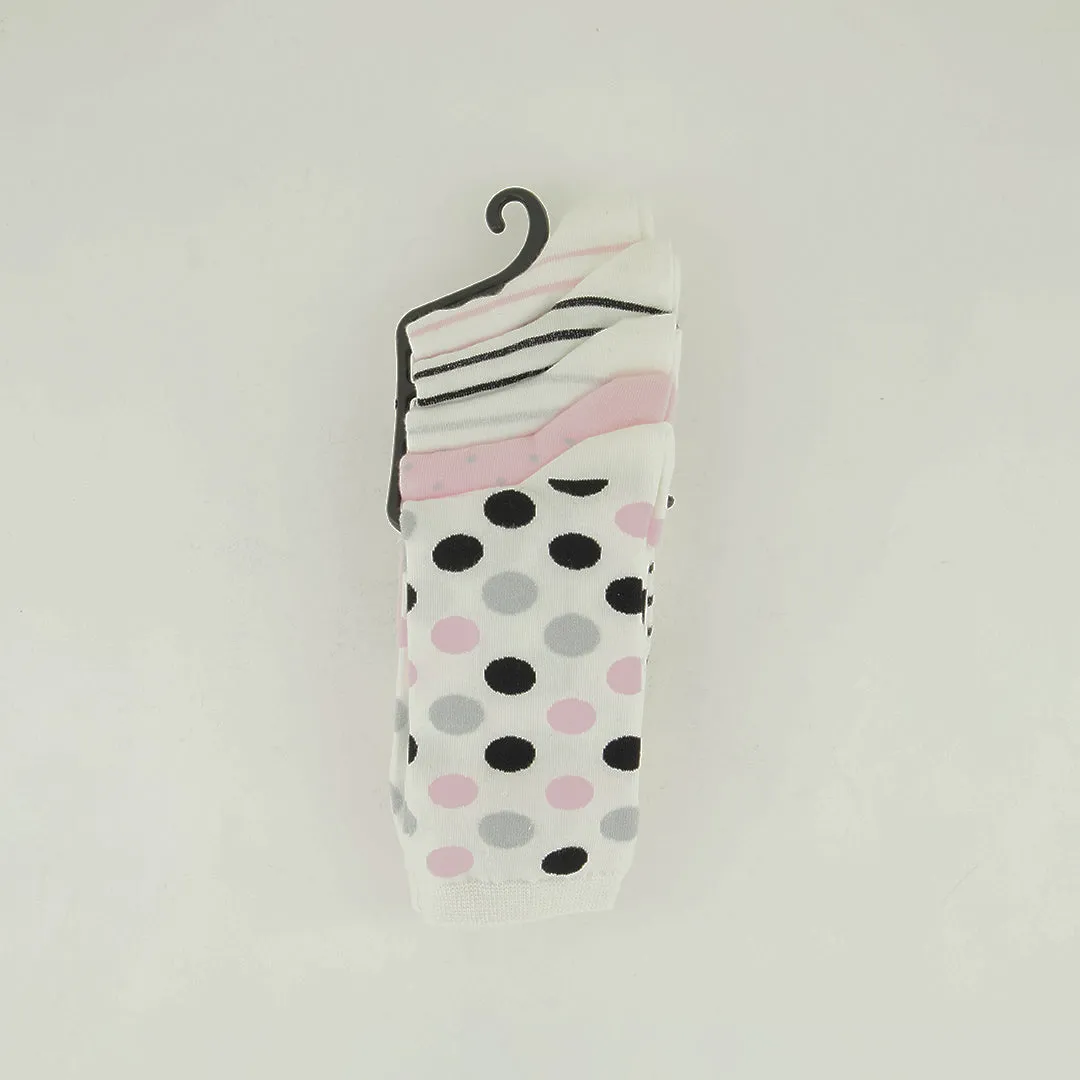 5 Pack Long Socks.Polka Dots And Stripes.