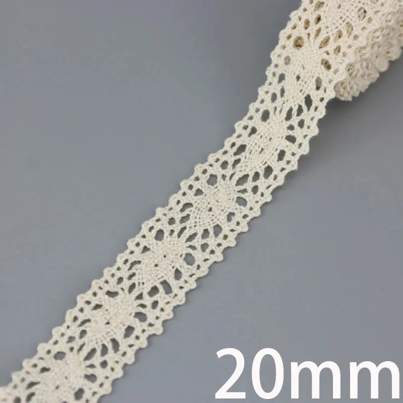 (5Meter/roll) White Beige Cotton Embroidered Lace Net Ribbons Fabric Trim DIY Sewing Handmade Craft Materials