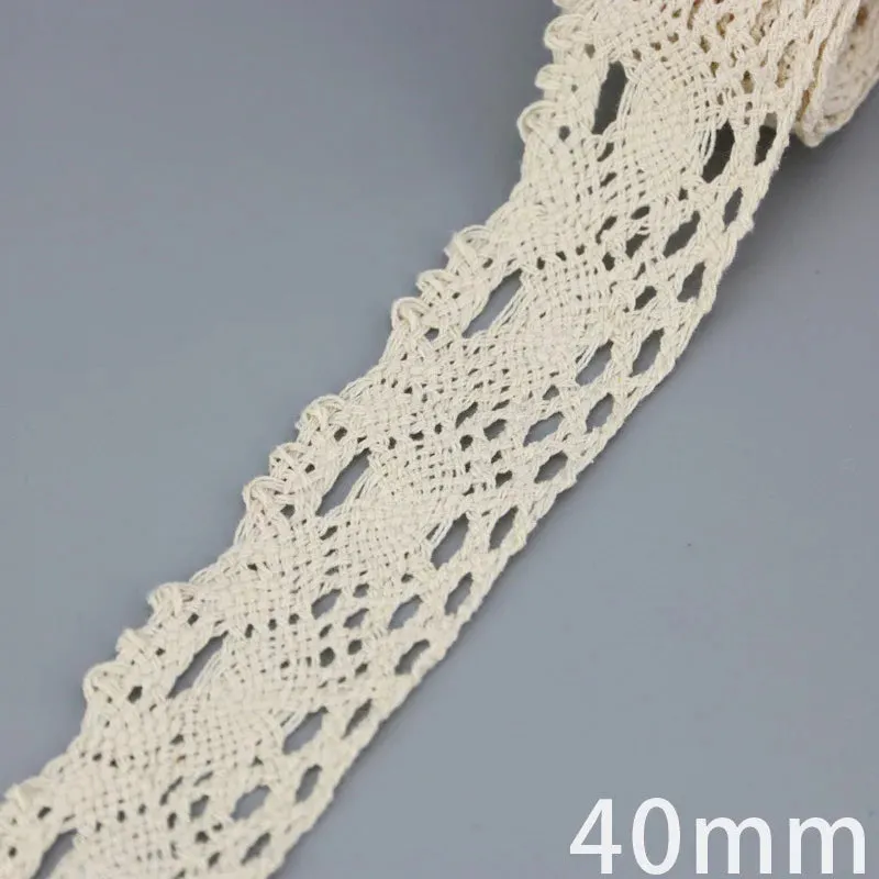 (5Meter/roll) White Beige Cotton Embroidered Lace Net Ribbons Fabric Trim DIY Sewing Handmade Craft Materials