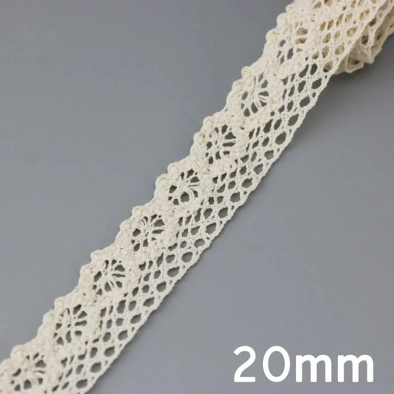 (5Meter/roll) White Beige Cotton Embroidered Lace Net Ribbons Fabric Trim DIY Sewing Handmade Craft Materials