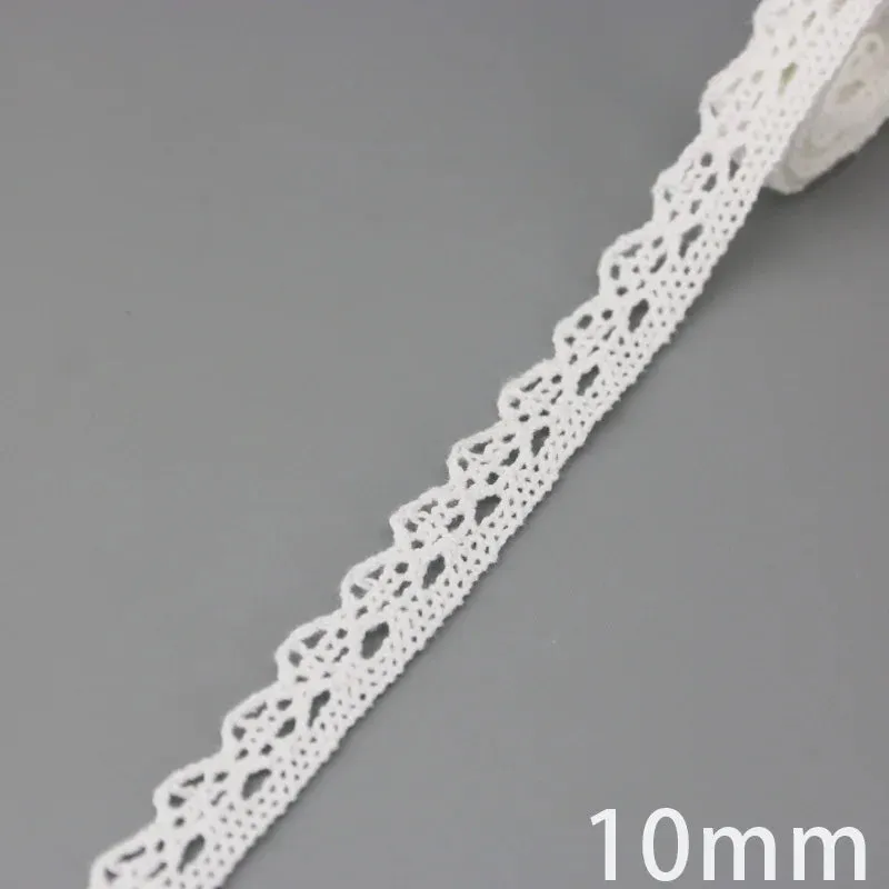 (5Meter/roll) White Beige Cotton Embroidered Lace Net Ribbons Fabric Trim DIY Sewing Handmade Craft Materials