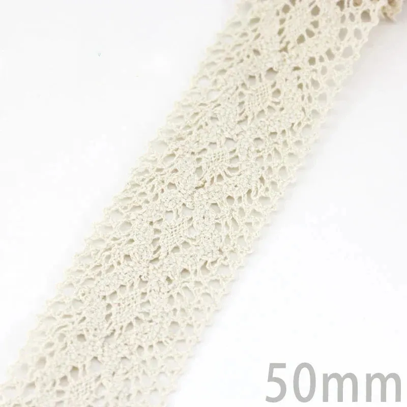 (5Meter/roll) White Beige Cotton Embroidered Lace Net Ribbons Fabric Trim DIY Sewing Handmade Craft Materials