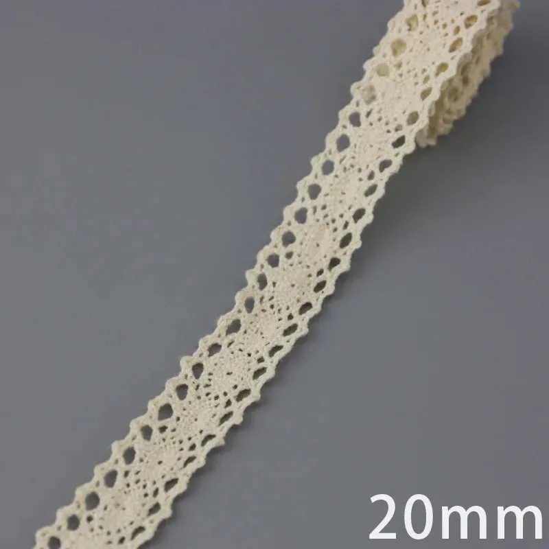 (5Meter/roll) White Beige Cotton Embroidered Lace Net Ribbons Fabric Trim DIY Sewing Handmade Craft Materials