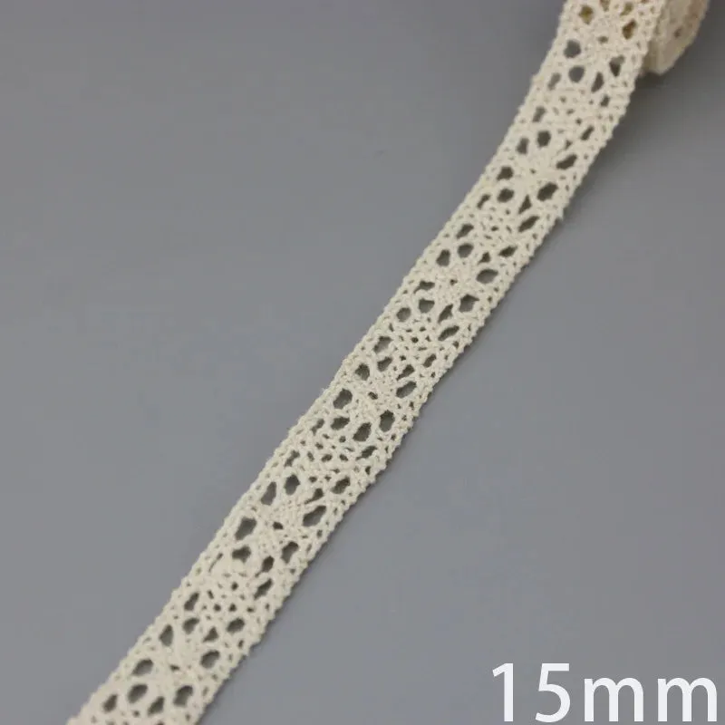 (5Meter/roll) White Beige Cotton Embroidered Lace Net Ribbons Fabric Trim DIY Sewing Handmade Craft Materials