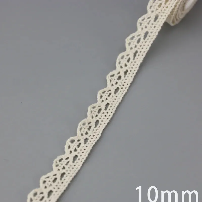 (5Meter/roll) White Beige Cotton Embroidered Lace Net Ribbons Fabric Trim DIY Sewing Handmade Craft Materials