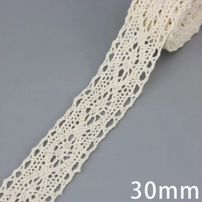 (5Meter/roll) White Beige Cotton Embroidered Lace Net Ribbons Fabric Trim DIY Sewing Handmade Craft Materials