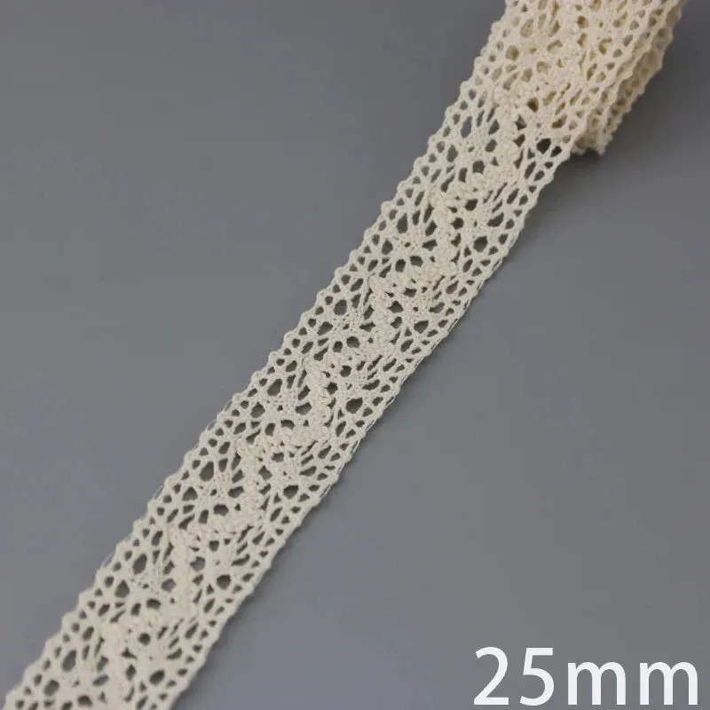 (5Meter/roll) White Beige Cotton Embroidered Lace Net Ribbons Fabric Trim DIY Sewing Handmade Craft Materials