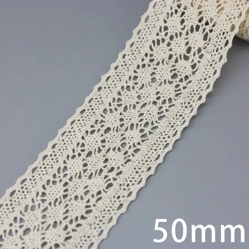 (5Meter/roll) White Beige Cotton Embroidered Lace Net Ribbons Fabric Trim DIY Sewing Handmade Craft Materials