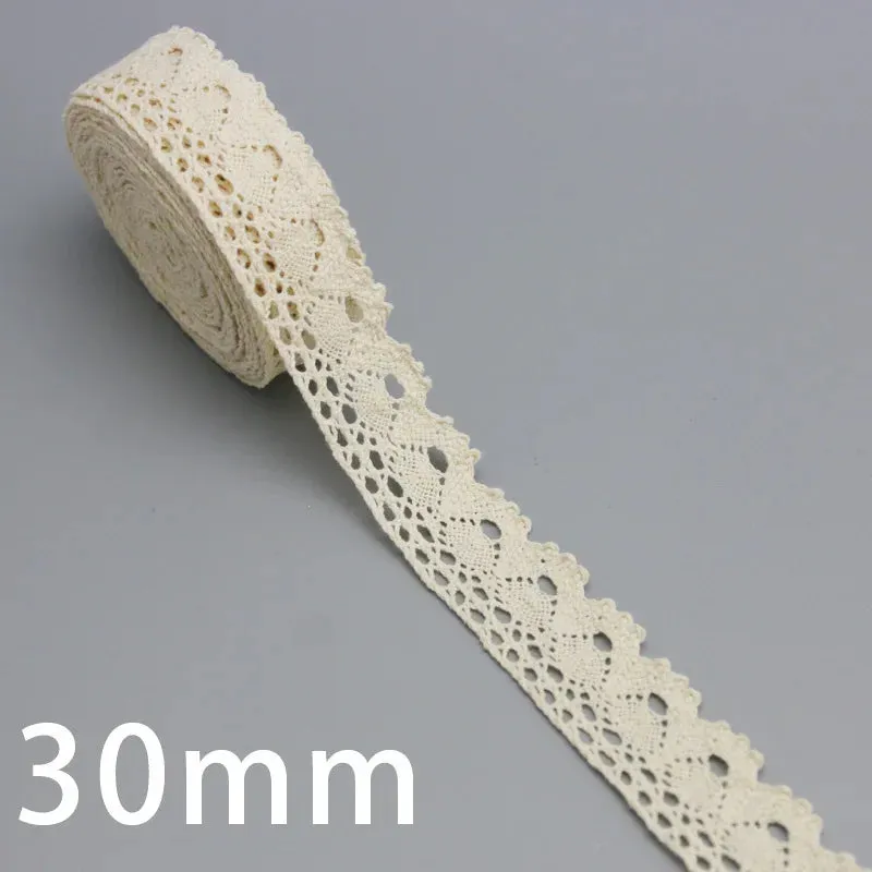 (5Meter/roll) White Beige Cotton Embroidered Lace Net Ribbons Fabric Trim DIY Sewing Handmade Craft Materials