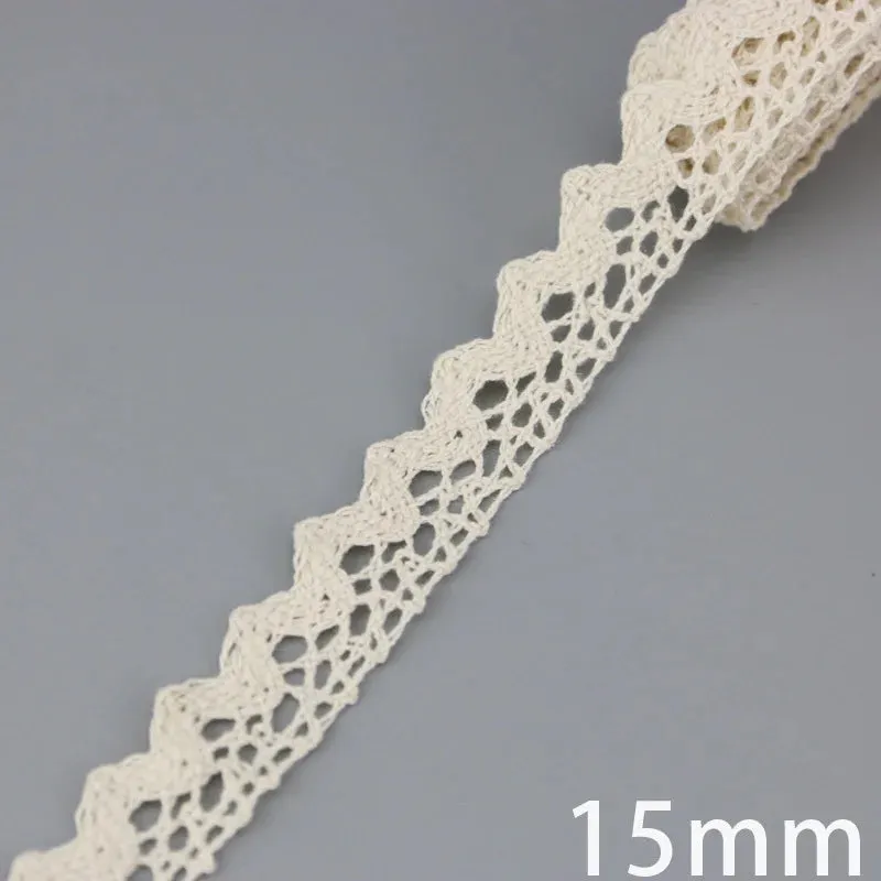 (5Meter/roll) White Beige Cotton Embroidered Lace Net Ribbons Fabric Trim DIY Sewing Handmade Craft Materials