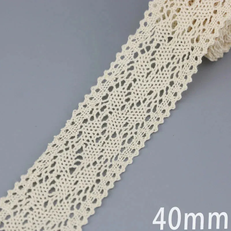 (5Meter/roll) White Beige Cotton Embroidered Lace Net Ribbons Fabric Trim DIY Sewing Handmade Craft Materials