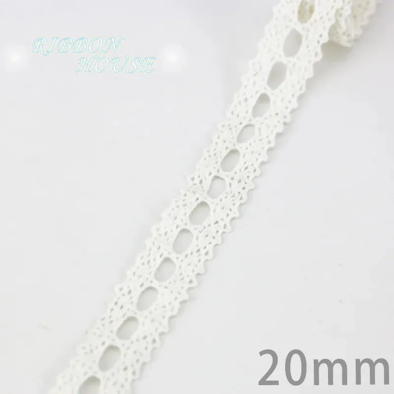 (5Meter/roll) White Beige Cotton Embroidered Lace Net Ribbons Fabric Trim DIY Sewing Handmade Craft Materials