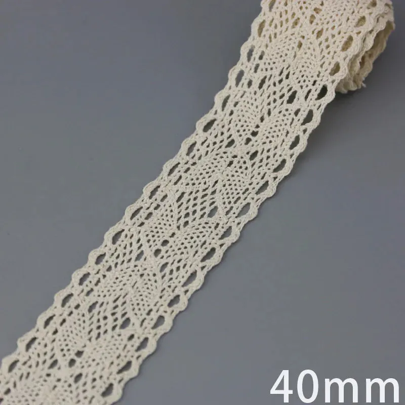 (5Meter/roll) White Beige Cotton Embroidered Lace Net Ribbons Fabric Trim DIY Sewing Handmade Craft Materials