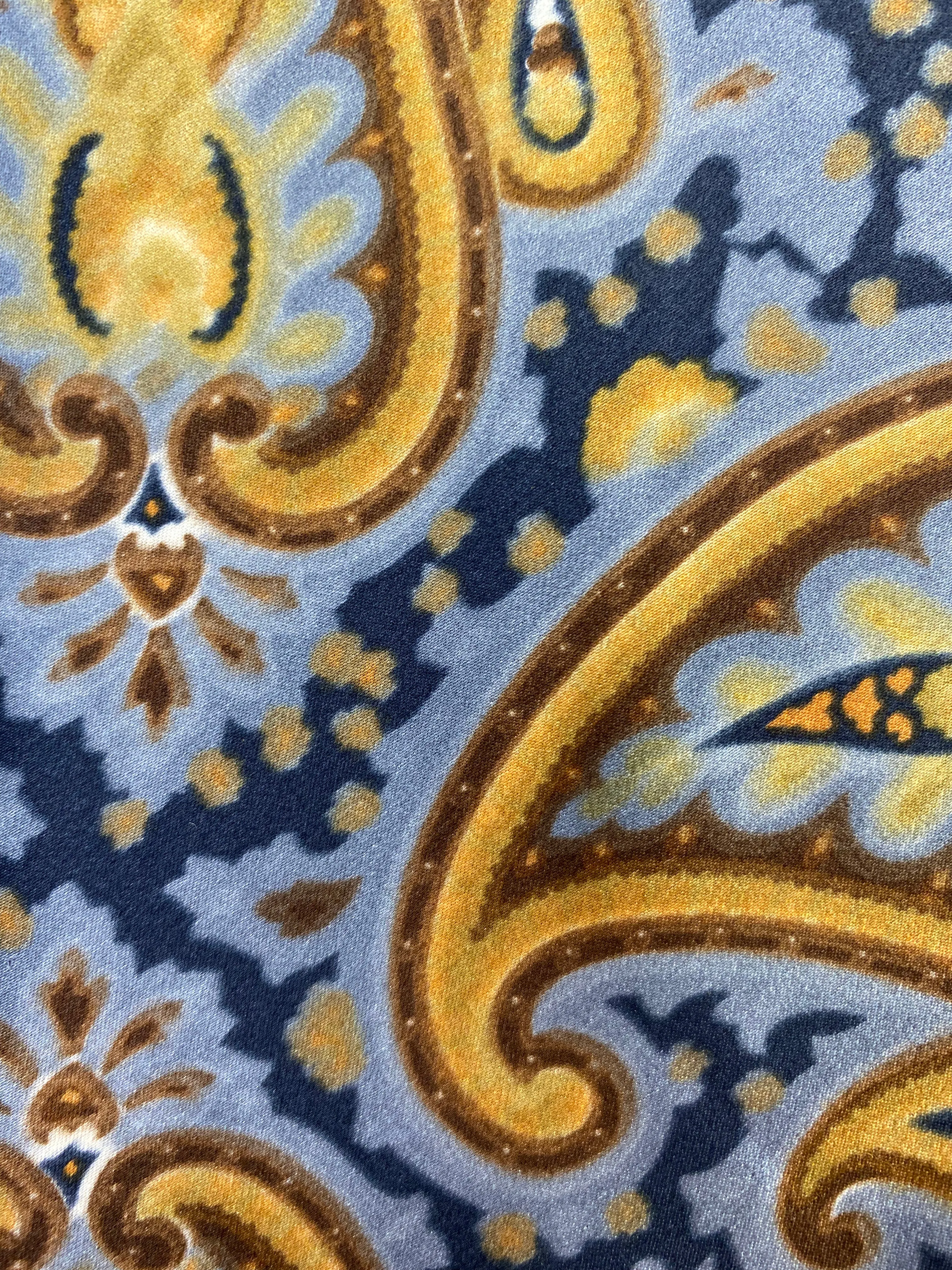 90s Deadstock Silk Necktie, Men's Vintage Gold/Blue Paisley Pattern Tie, NOS