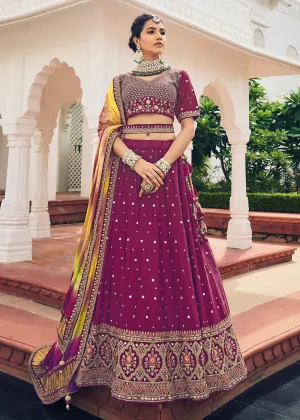 Beautiful Rani Pink Viscose Silk Traditional Bridal Lehenga Choli