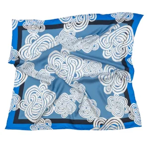 Blue Endless Knots Silk Twill Scarf