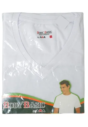 Body Basic VNeck Tshirt Plain - White Cotton Combed