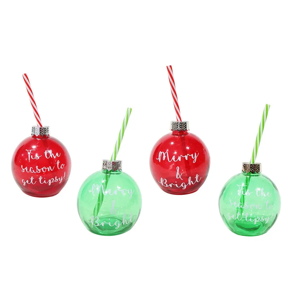 Booze Bauble with Straw 4 Asst