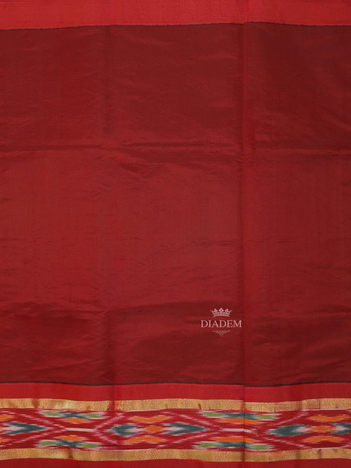 Brown Silk Cotton Saree with Paisley Motif on the Body with Ikat Designed Border