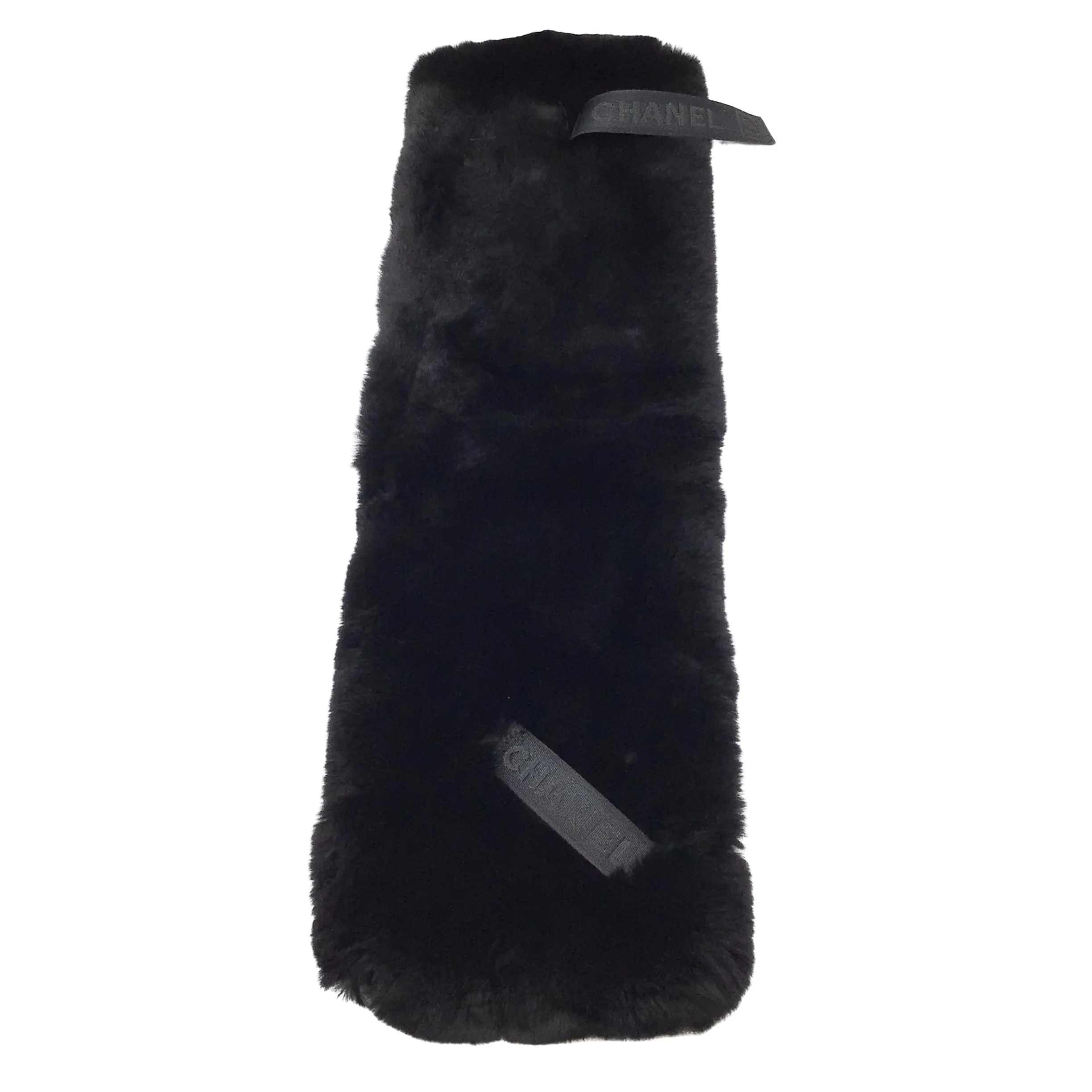 Chanel Black Rex Rabbit Fur Collar / Scarf