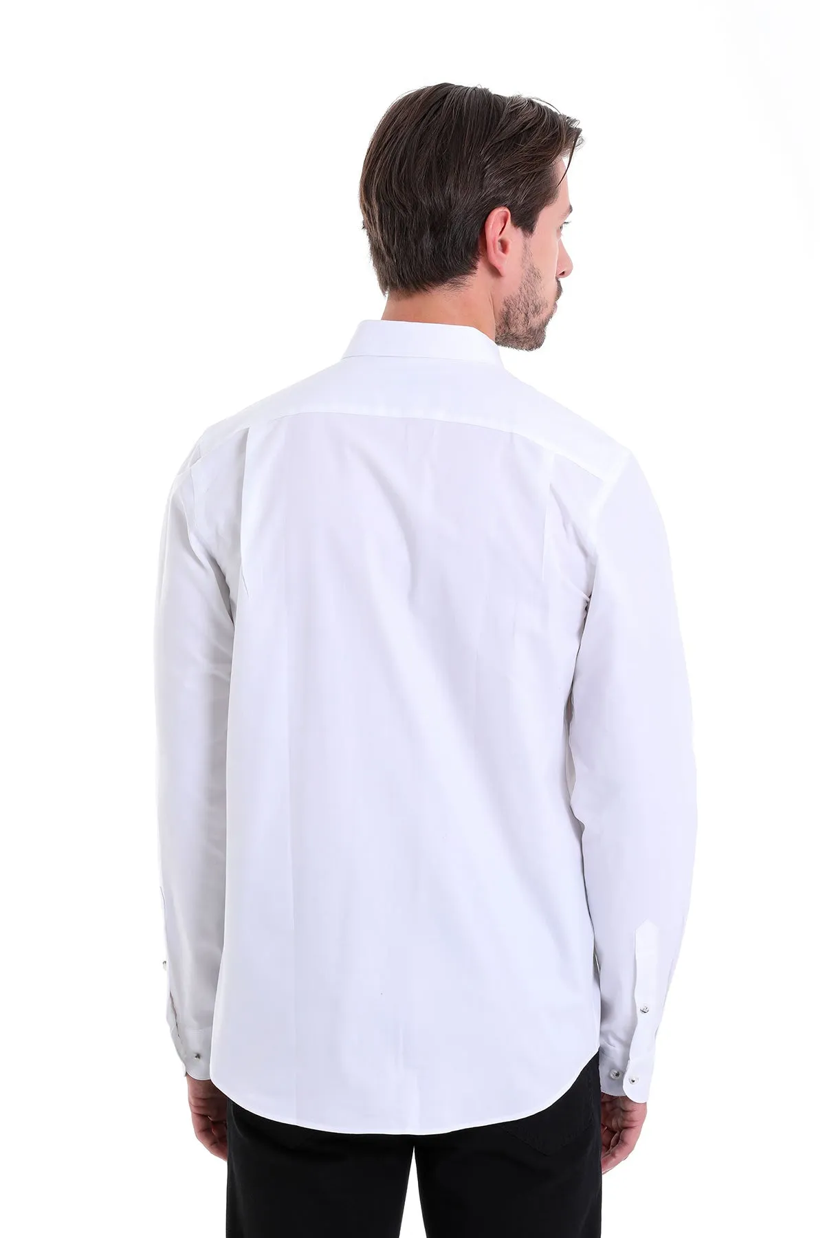 Comfort Fit Button-Down Cotton White Casual Shirt