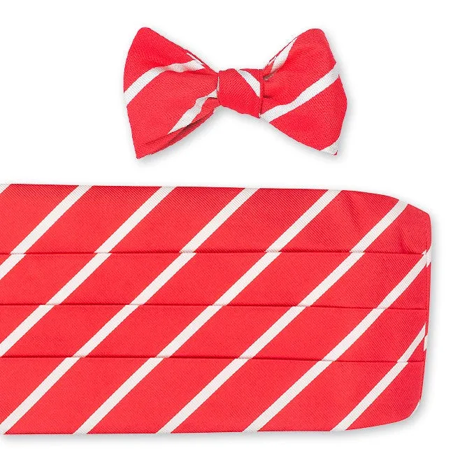 Coral/White Buckingham Stripes Cummerbund Set - CB2790