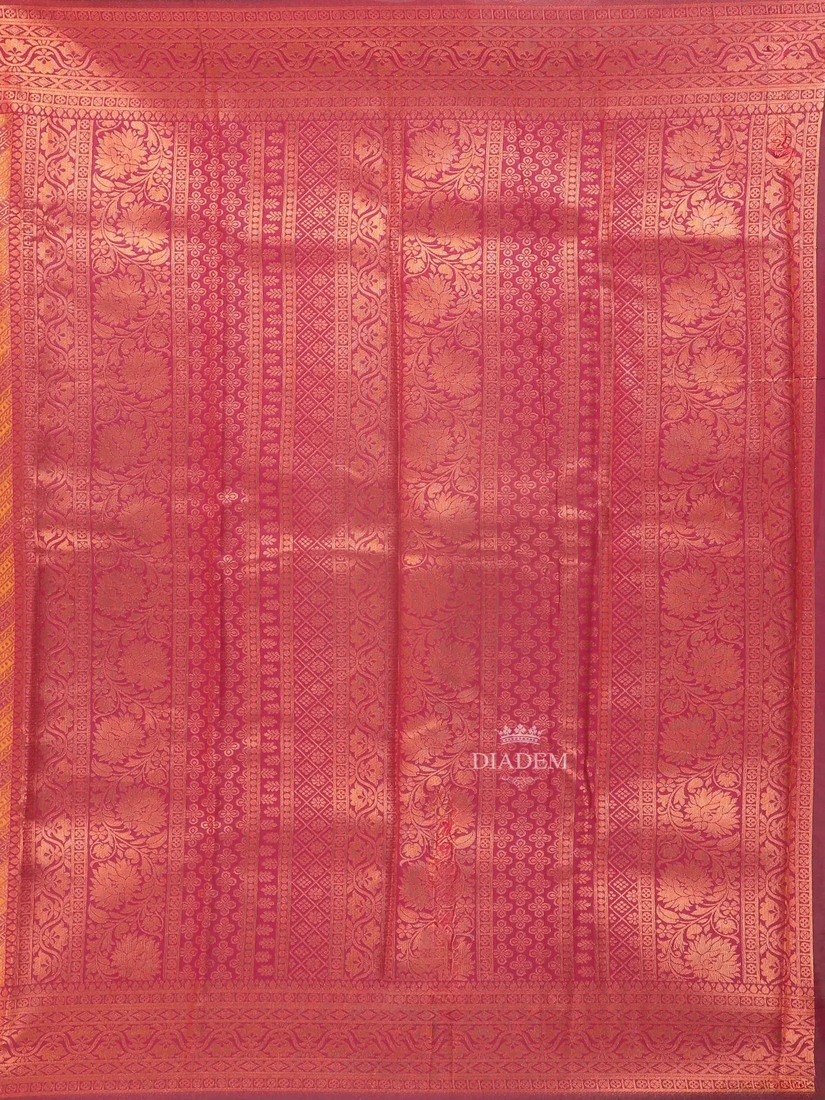 Dark pink Art Silk Saree with Neli Stripes Pattern on the Body with Matching Zari Border