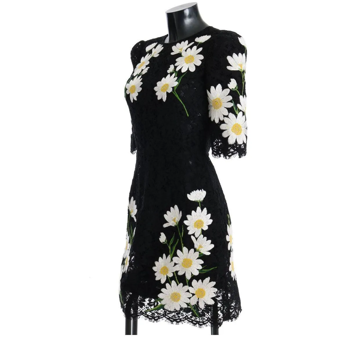 Dolce & Gabbana Black Floral Lace Chamomile Embroidered Dress