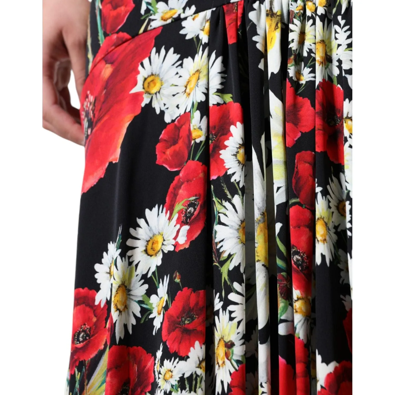 Dolce & Gabbana Black Floral Silk Sleeveless Long Gown Dress