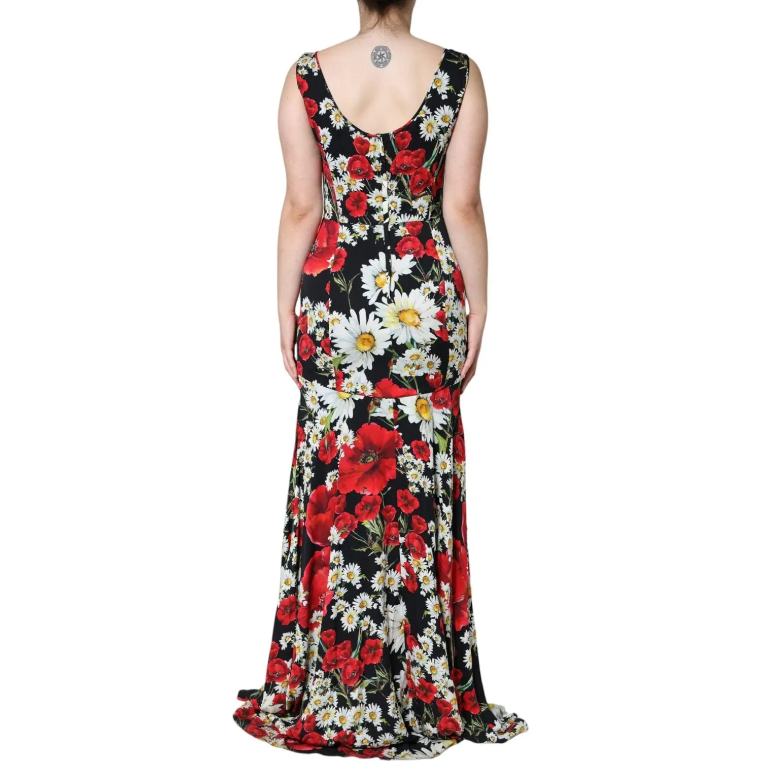 Dolce & Gabbana Black Floral Silk Sleeveless Long Gown Dress