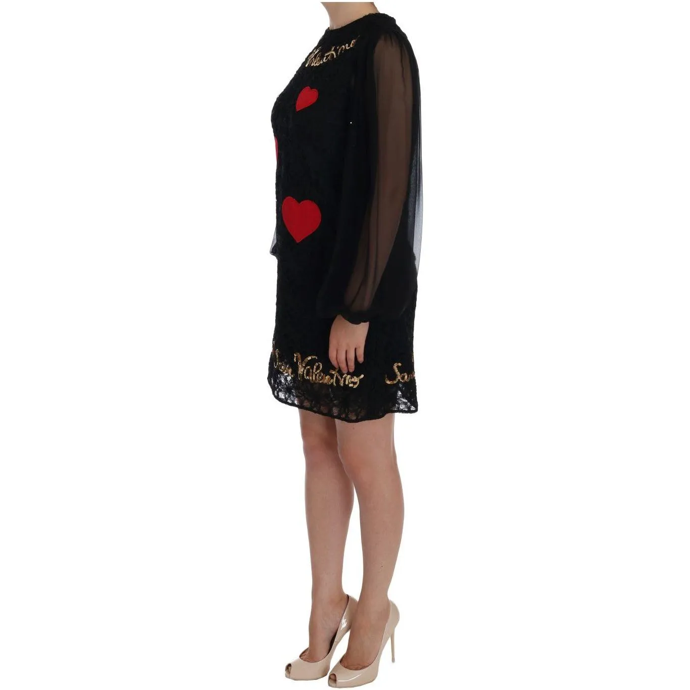 Dolce & Gabbana Black Lace Sequined Shift Dress