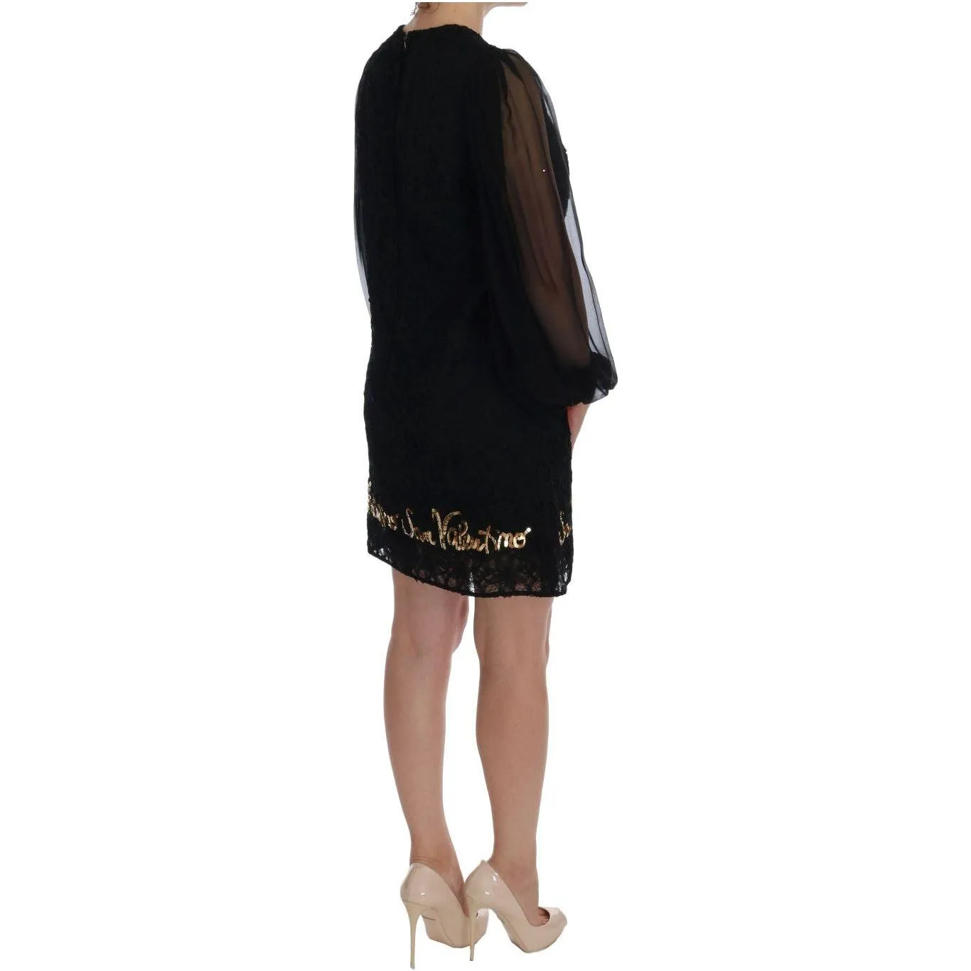 Dolce & Gabbana Black Lace Sequined Shift Dress