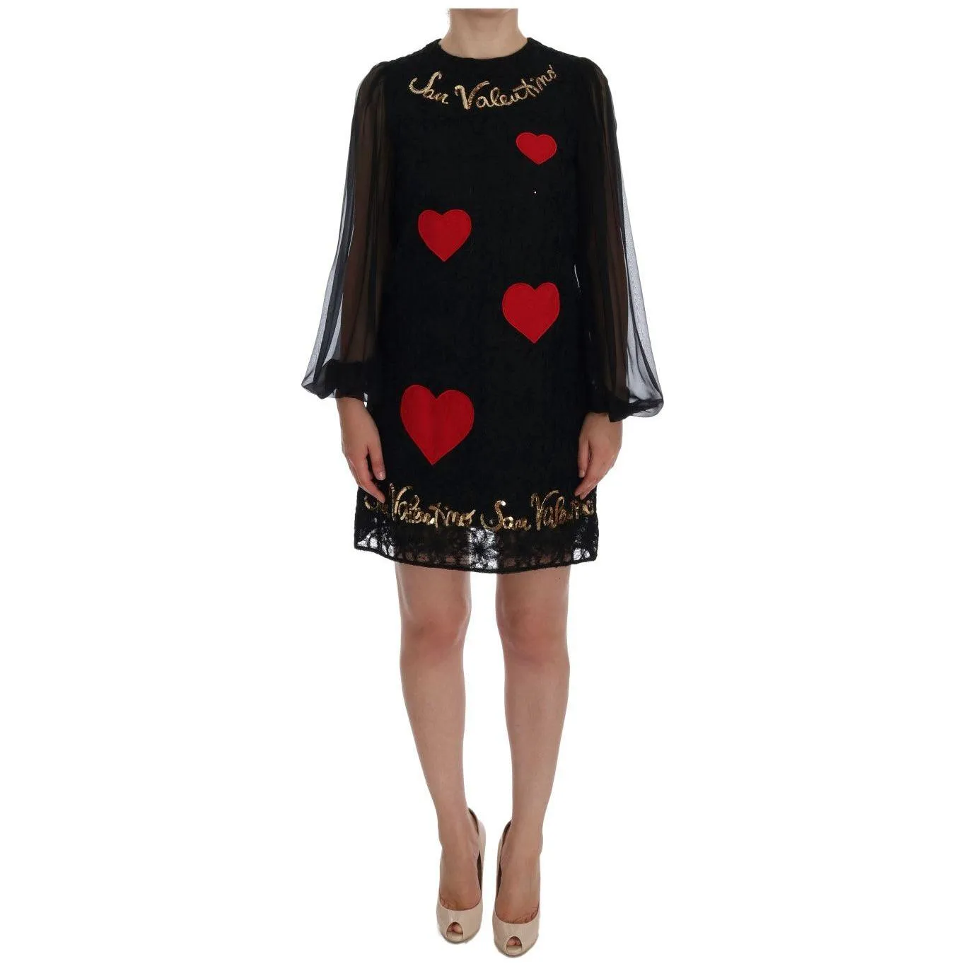 Dolce & Gabbana Black Lace Sequined Shift Dress