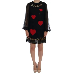 Dolce & Gabbana Black Lace Sequined Shift Dress