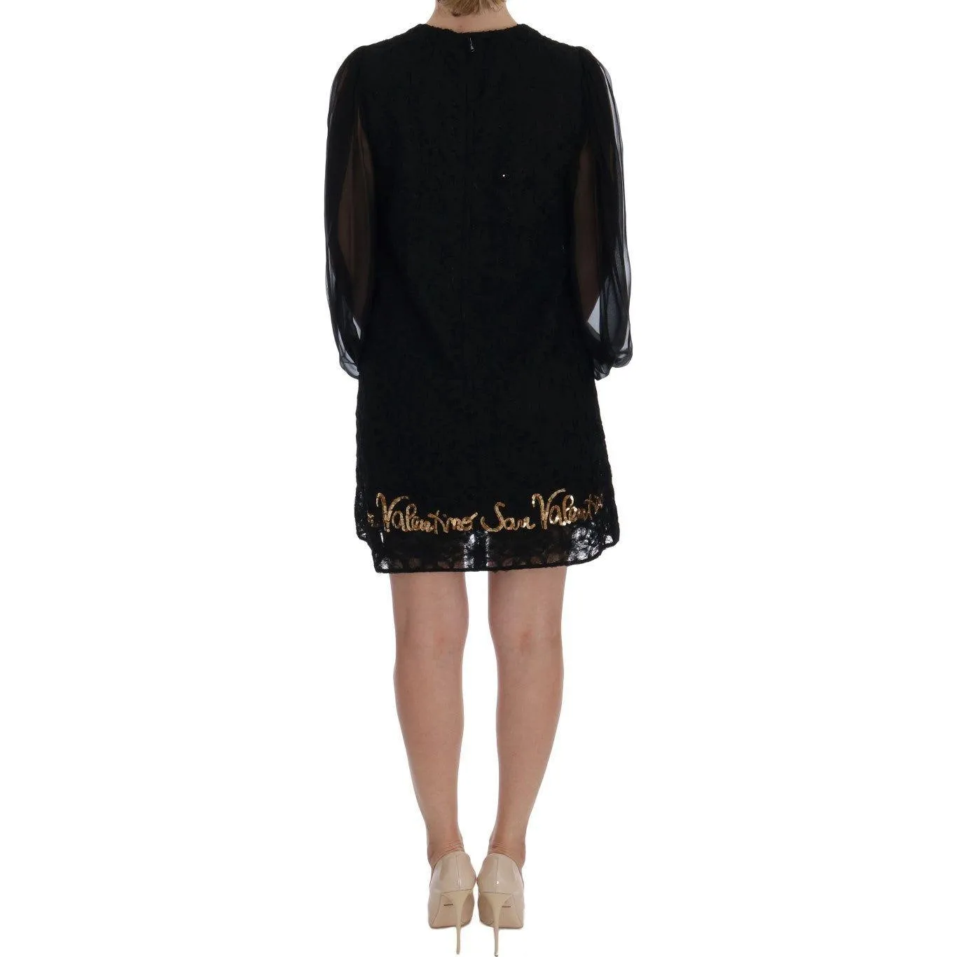 Dolce & Gabbana Black Lace Sequined Shift Dress