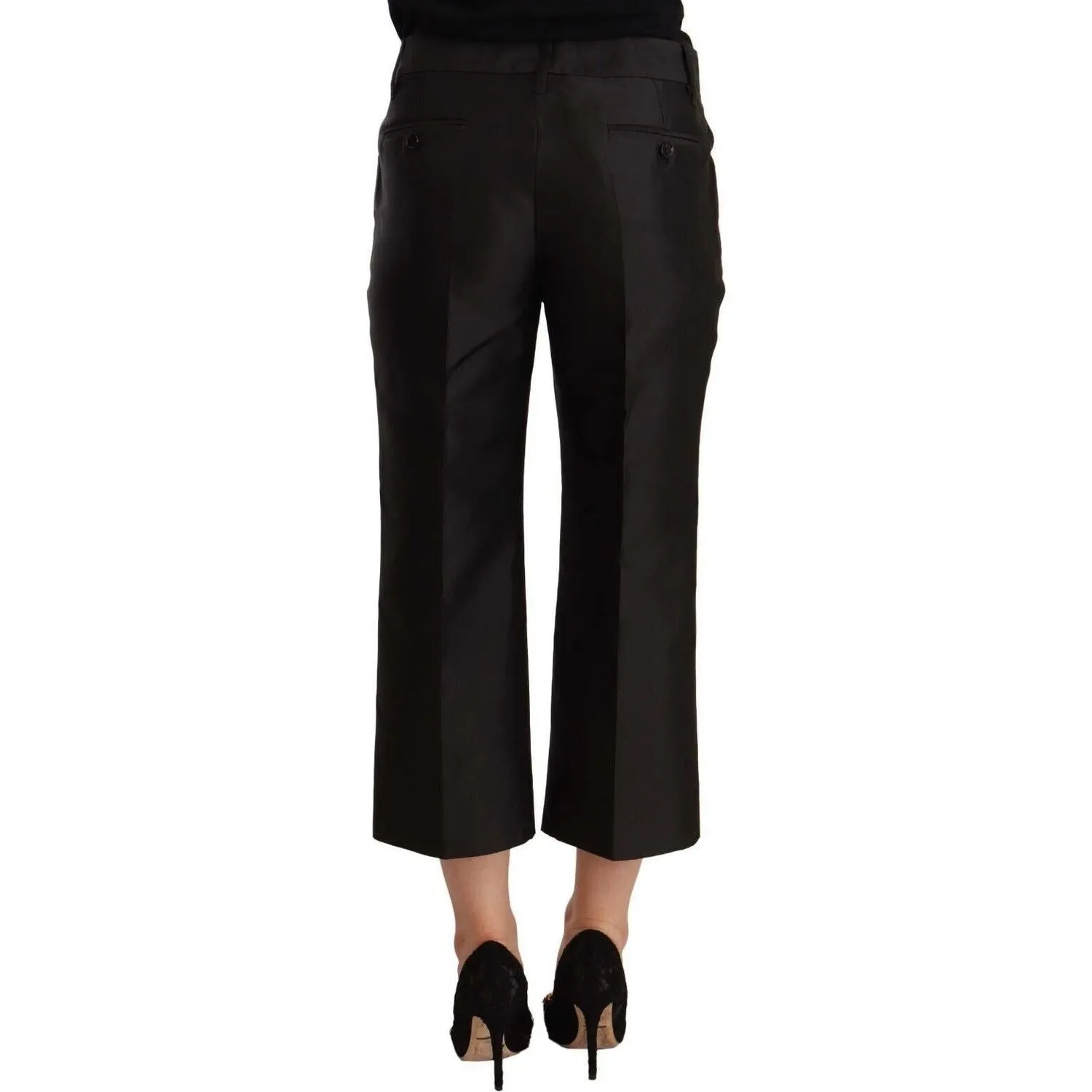 Dolce & Gabbana Chic Silk Cropped Trousers in Timeless Black