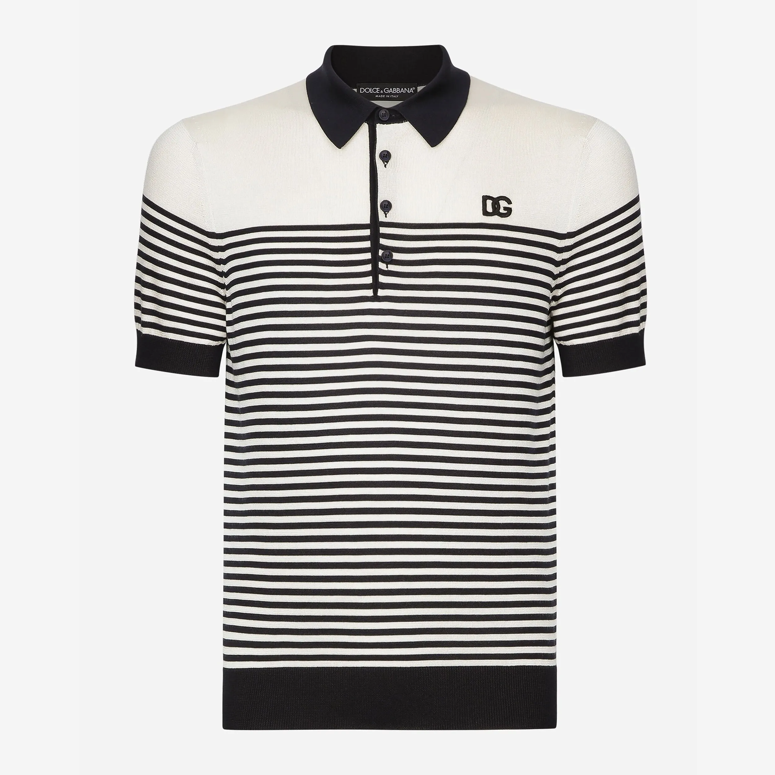 Dolce & Gabbana DG patch Striped Silk Polo Shirt