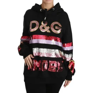 Dolce & Gabbana DG Sequined Hooded Pullover Sweater