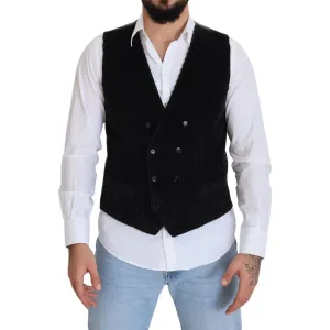 Dolce & Gabbana Elegant Black Double Breasted Dress Vest